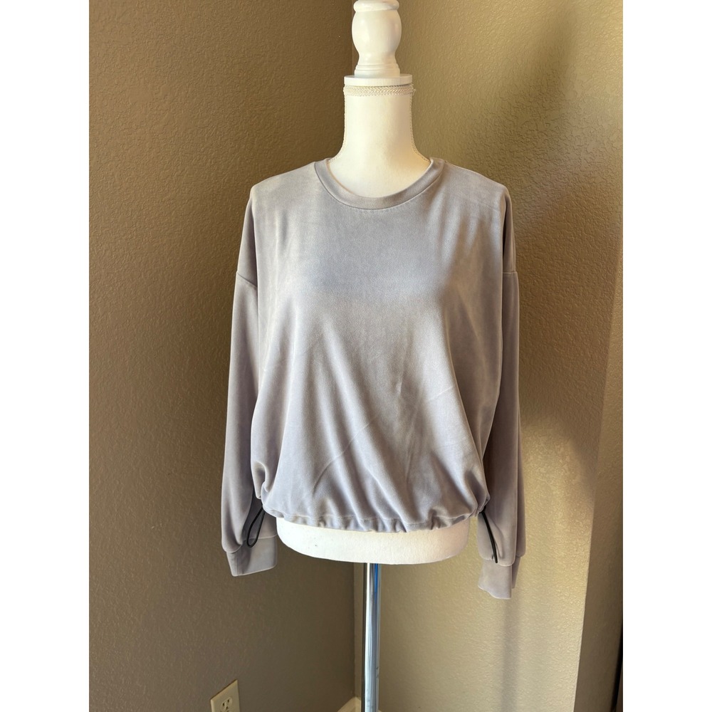 Urban Nation Gray‎ Velour Crewneck Sweatshirt XL Relaxed Drawstring